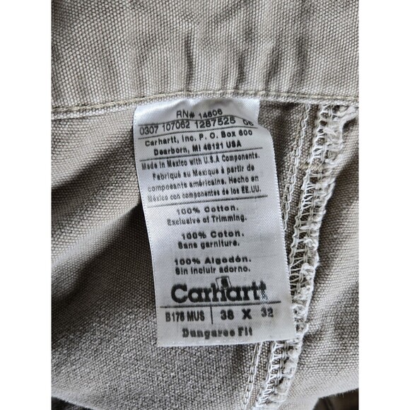 Carhartt Pants Mens 38x32 Brown Dungaree Canvas Carpenter Workwear B175 MUS Work - Picture 9 of 9